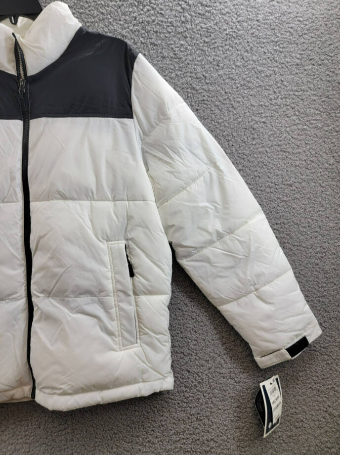 Club Room Colorblocked Quilted Full-Zip Puffer Jacket Men's M Ice Long Sleeve