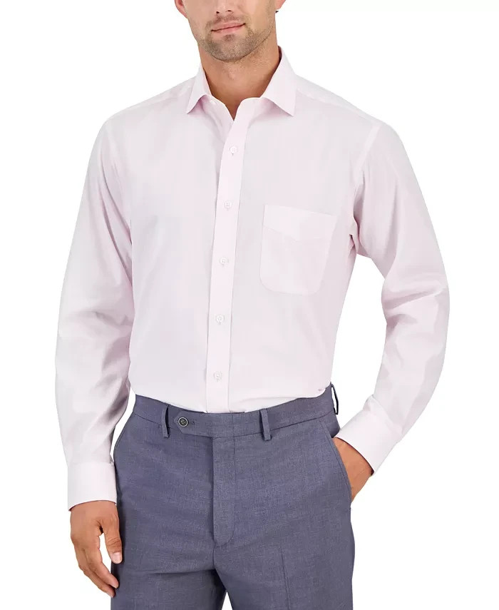 Club Room Regular-Fit Solid Dress Shirt Men's 17 34-35 Parfait Pink Long Sleeve