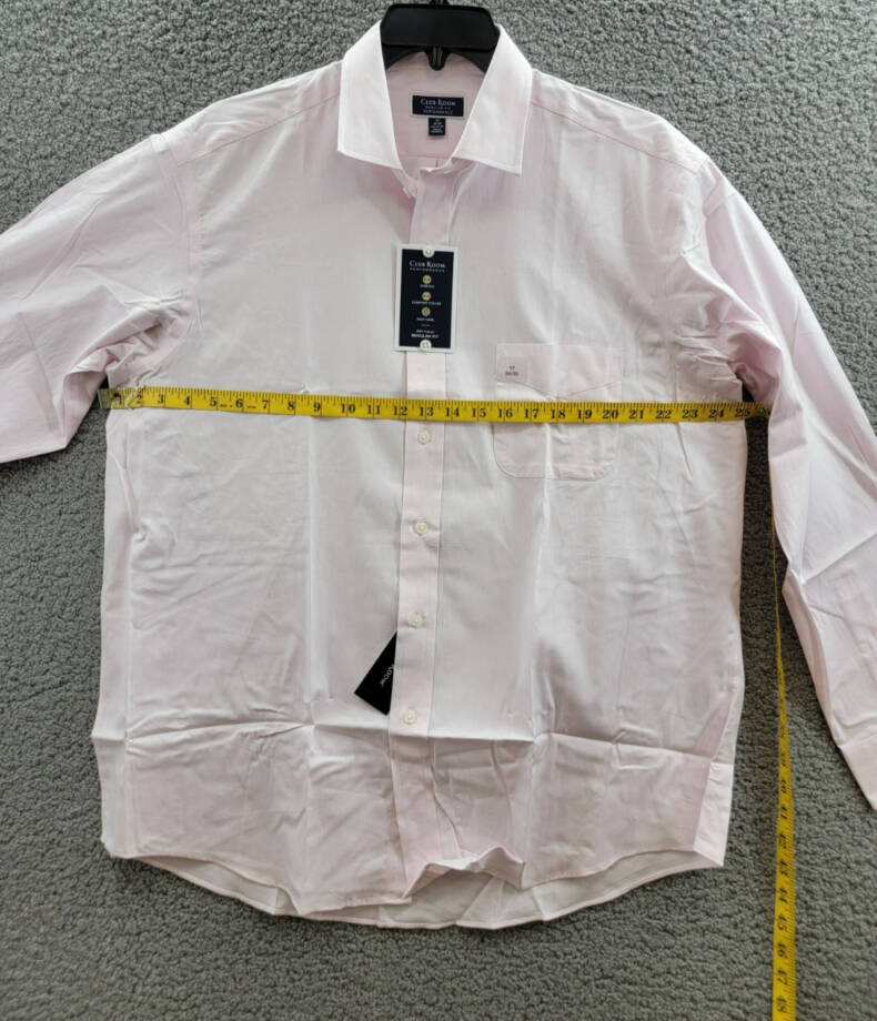 Club Room Regular-Fit Solid Dress Shirt Men's 17 34-35 Parfait Pink Long Sleeve