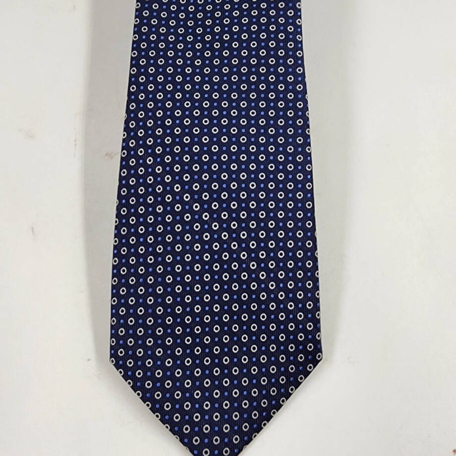 The Men's Store at Bloomingdale's Dots Neat Silk Classic Tie Mens 8 Navy Pointed