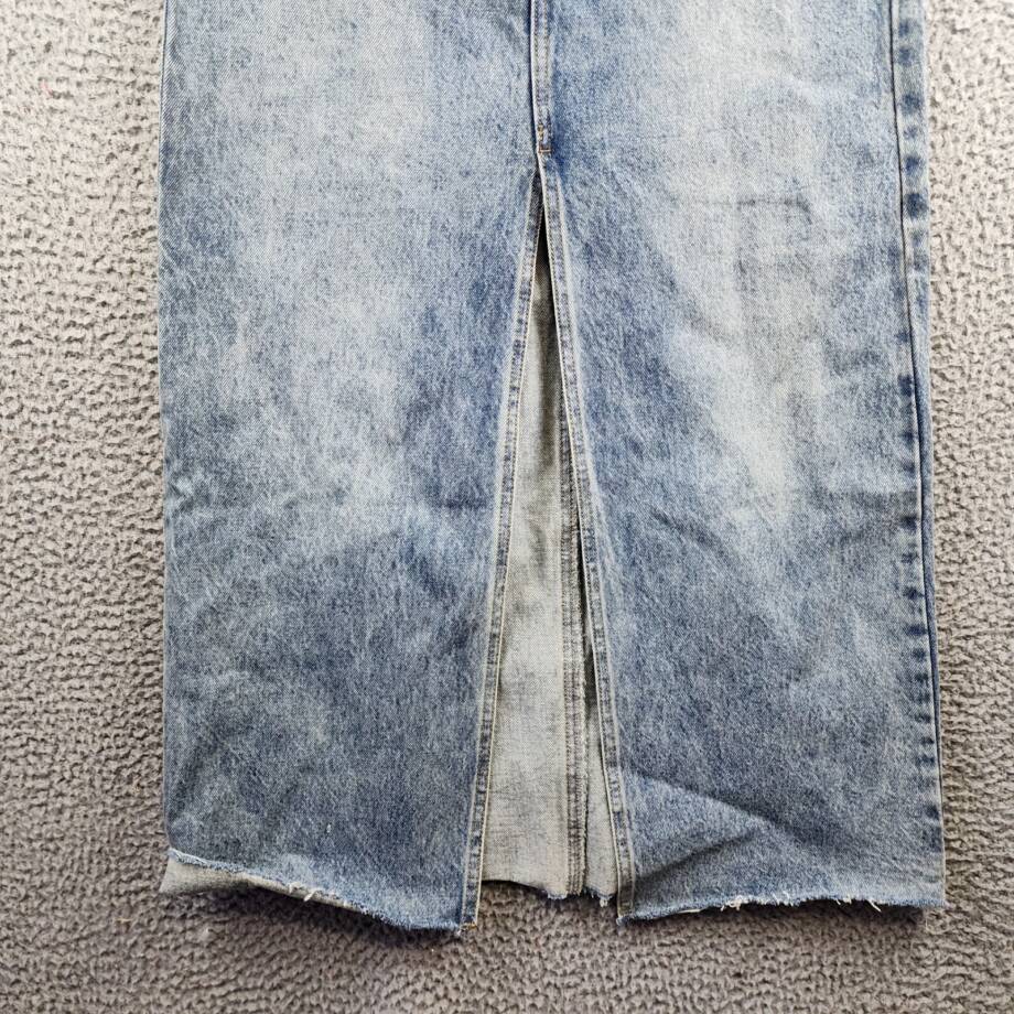 Steve Madden Avani Front-Slit Denim Maxi Skirt Women's 6 Light Blue Button Zip