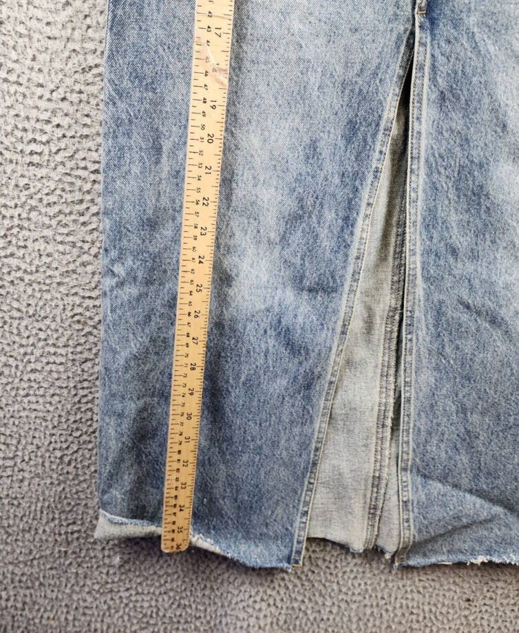Steve Madden Avani Front-Slit Denim Maxi Skirt Women's 6 Light Blue Button Zip