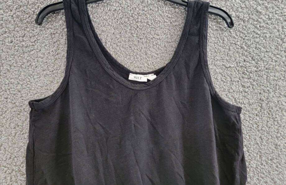 Wilt Tie Hem Sleeveless Tank Top Women's XS Black Solid Scoop Neck Pullover