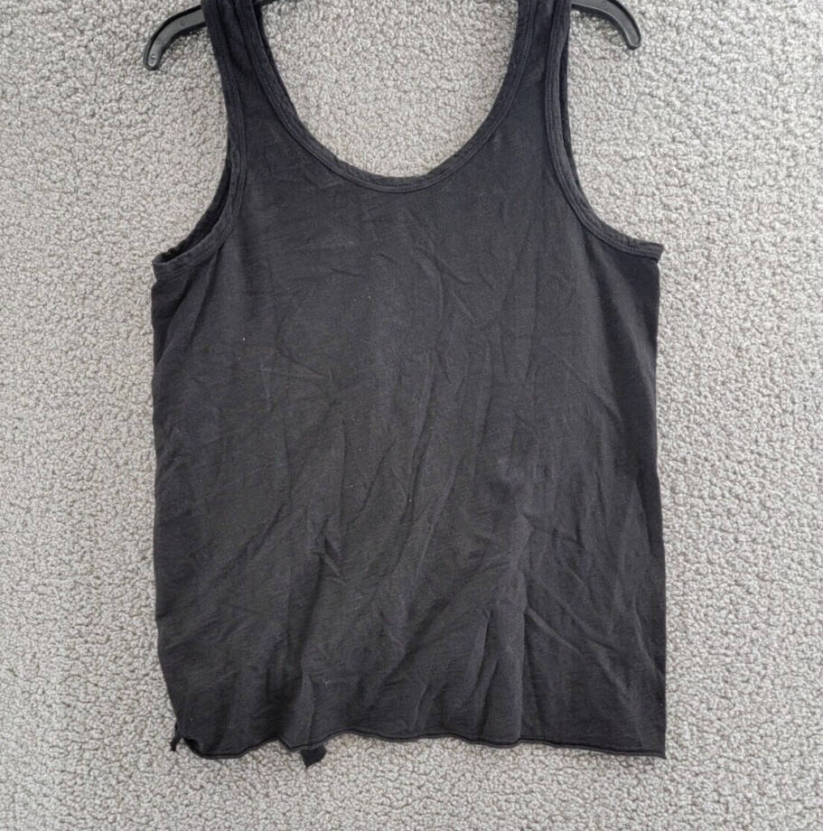 Wilt Tie Hem Sleeveless Tank Top Women's XS Black Solid Scoop Neck Pullover
