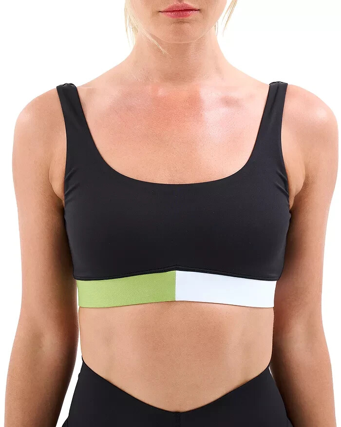 P.E Nation Sprint Time Sports Bra Women's 2XS Black Multi Scoop Neck Pullover
