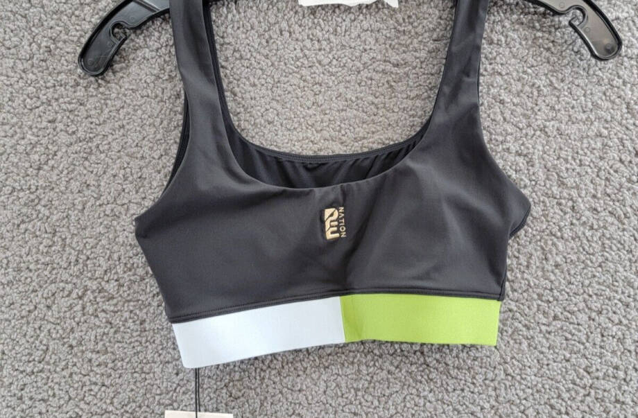 P.E Nation Sprint Time Sports Bra Women's 2XS Black Multi Scoop Neck Pullover