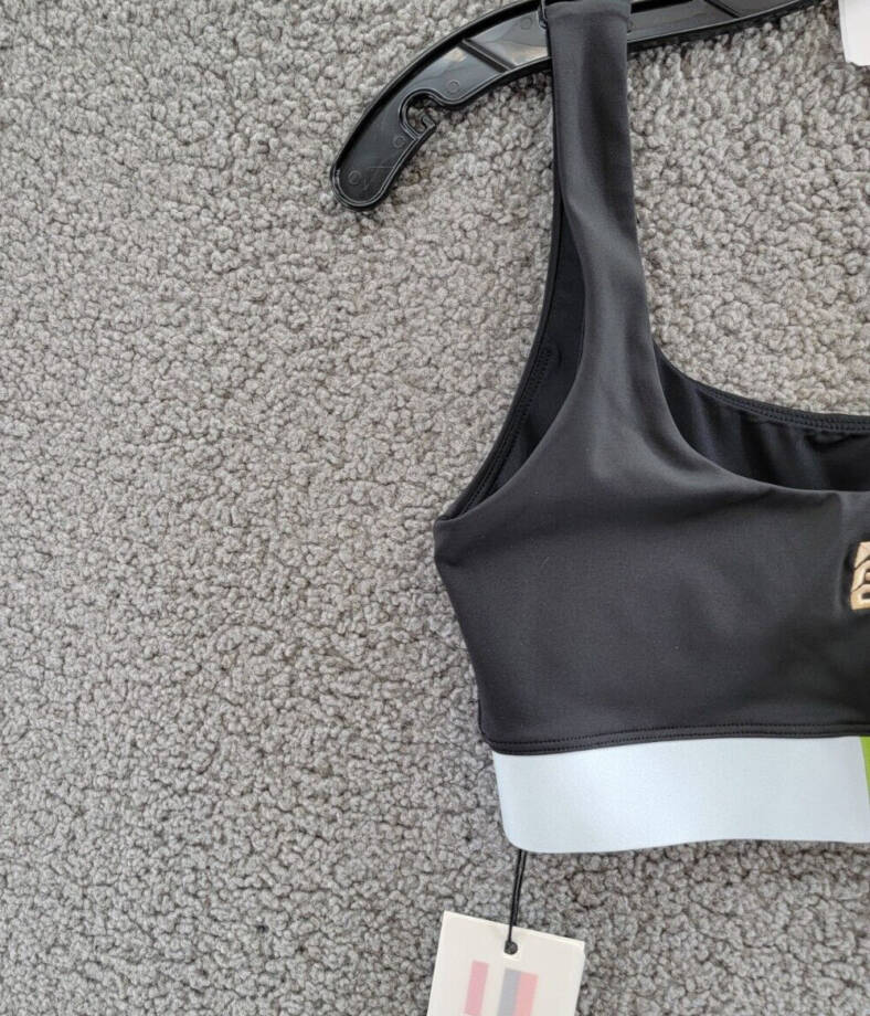 P.E Nation Sprint Time Sports Bra Women's 2XS Black Multi Scoop Neck Pullover