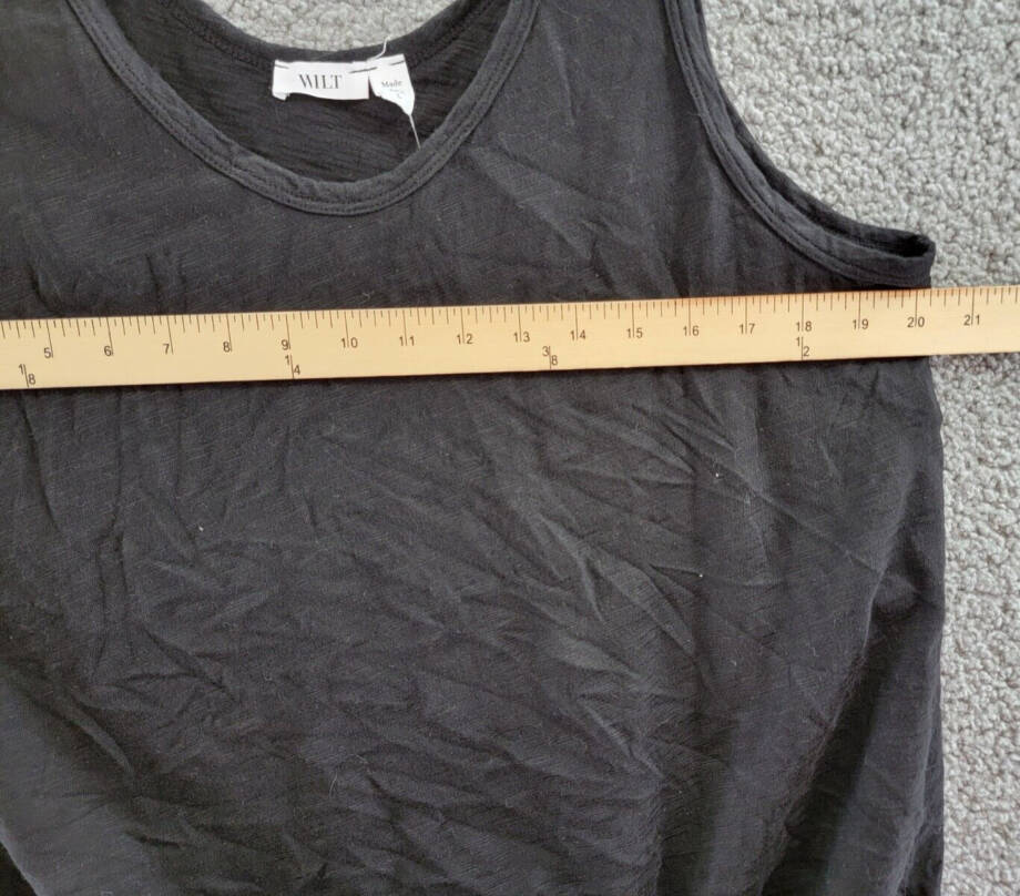 Wilt Tie Hem Sleeveless Tank Top Women's L Black Solid Scoop Neck Pullover Style