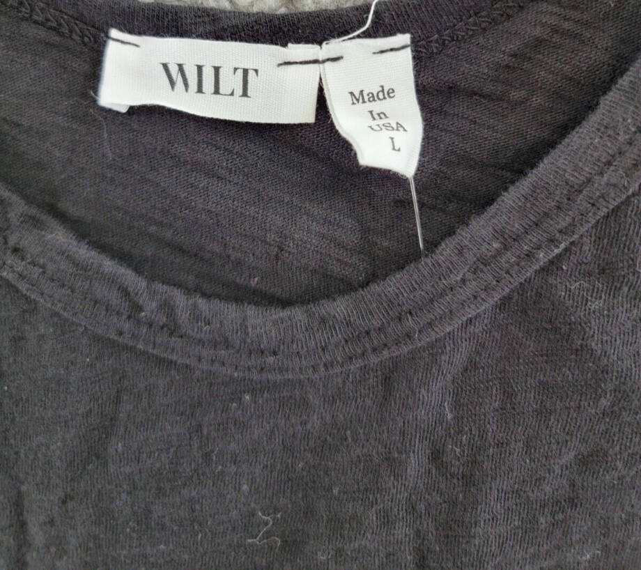 Wilt Tie Hem Sleeveless Tank Top Women's L Black Solid Scoop Neck Pullover Style