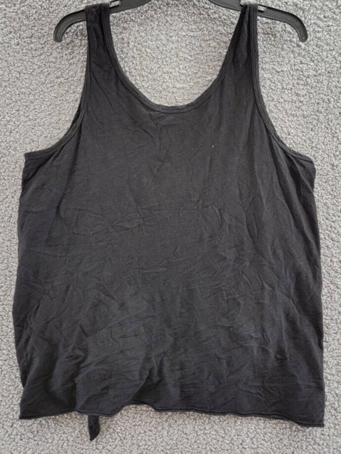 Wilt Tie Hem Sleeveless Tank Top Women's L Black Solid Scoop Neck Pullover Style