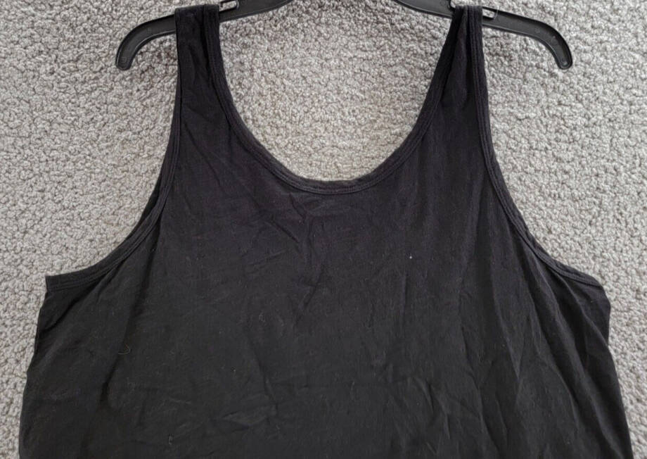Wilt Tie Hem Sleeveless Tank Top Women's L Black Solid Scoop Neck Pullover Style