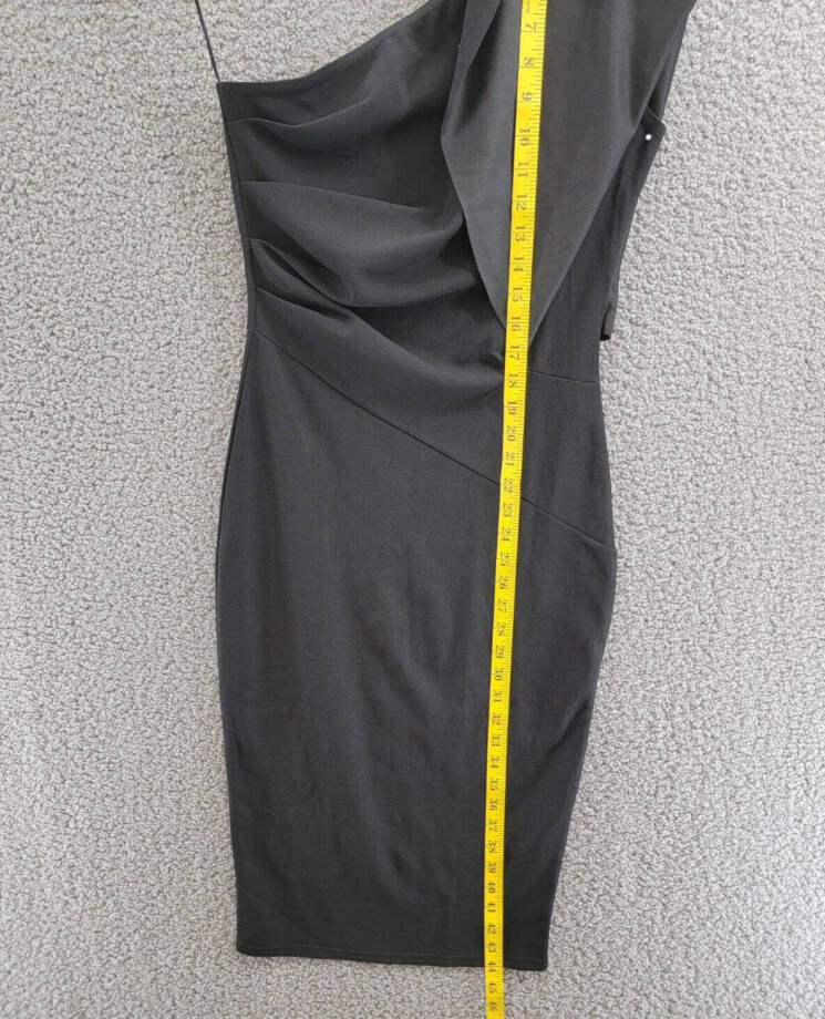 QUIZ Scuba Crepe Batwing One Shoulder Midi Dress Women's 6 Black Solid Pullover