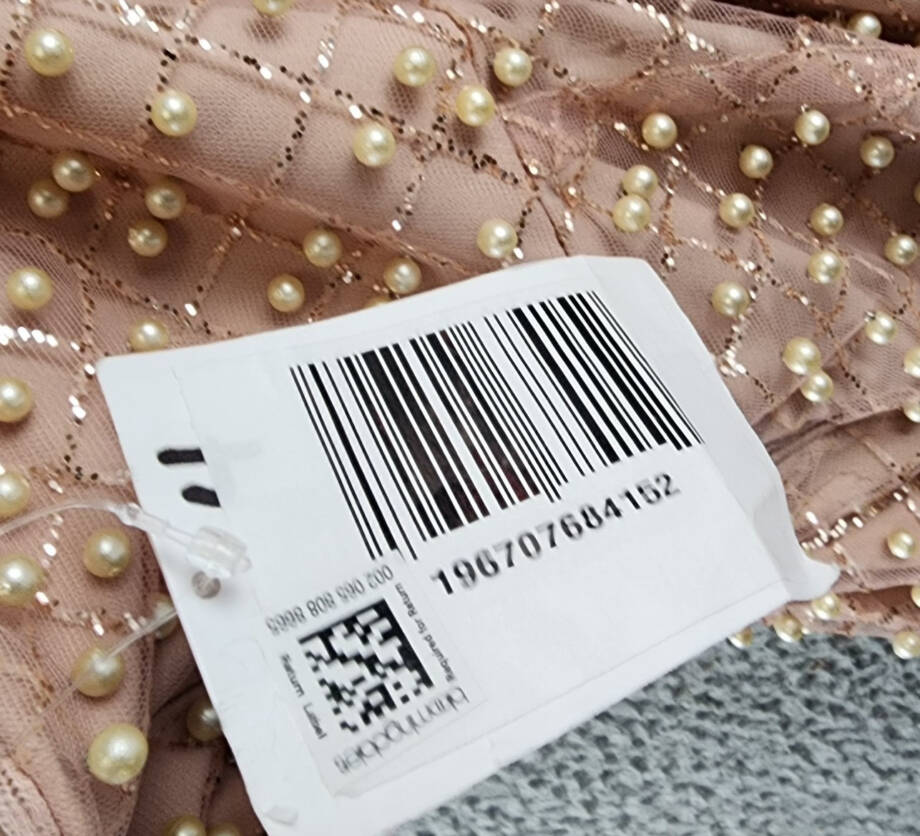 Liv Foster Pearl On Mesh Column Gown Women's 4 Pink Sleeveless Back Zip Closure~