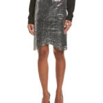 Gracia Sequined Mini Skirt Women's S Silver Center Back Zip Hook And Eye Closure
