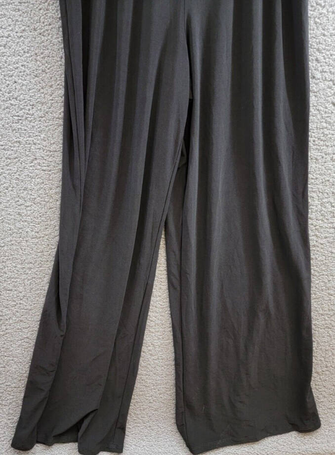 MSK Embellished Ladder-Sleeve Wide-Leg Jumpsuit Women's M Black Round Neck Zip~