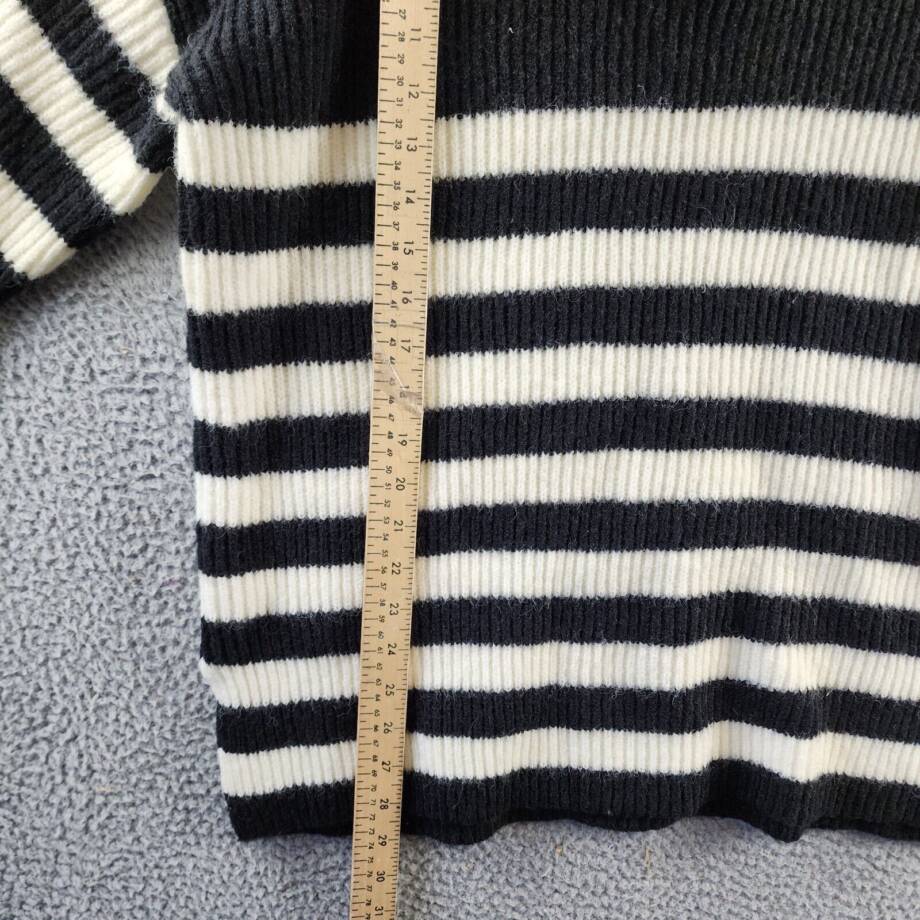 SAGE THE LABEL Striped Quarter Zip Sweater Women's M Black/White Long Sleeves