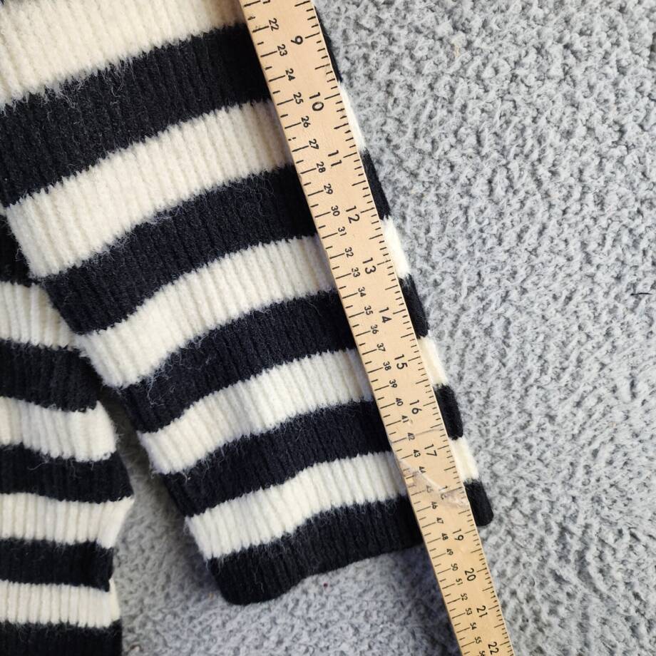 SAGE THE LABEL Striped Quarter Zip Sweater Women's M Black/White Long Sleeves