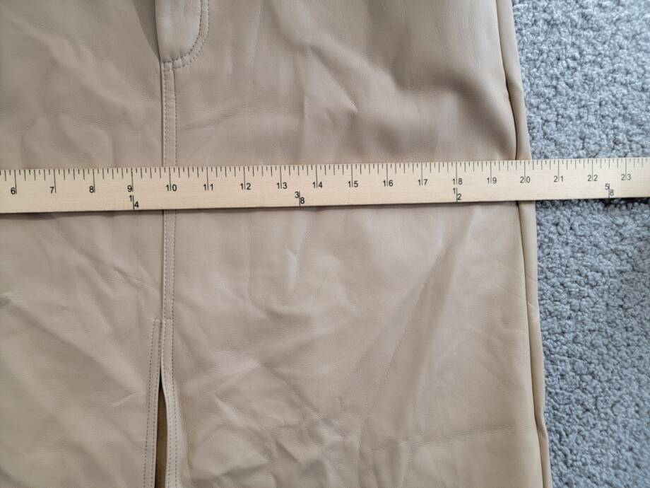 STEVE MADDEN Avani Faux Leather Maxi Skirt Womens 12 Camel Front Slit Button Zip