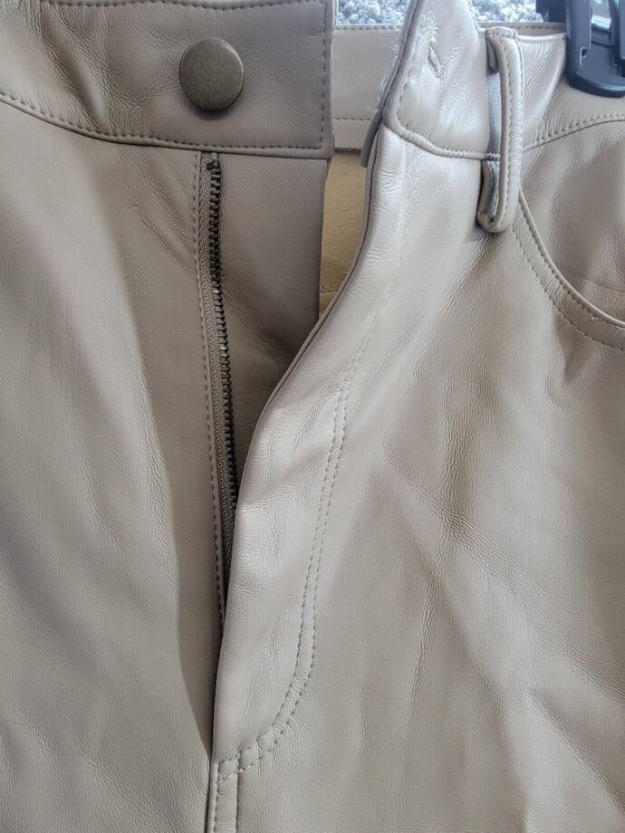 STEVE MADDEN Avani Faux Leather Maxi Skirt Womens 12 Camel Front Slit Button Zip