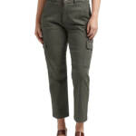 JAG High Rise Stretch Slim Tapered Leg Cargo Pants Women's 12/27 Sage Button Zip