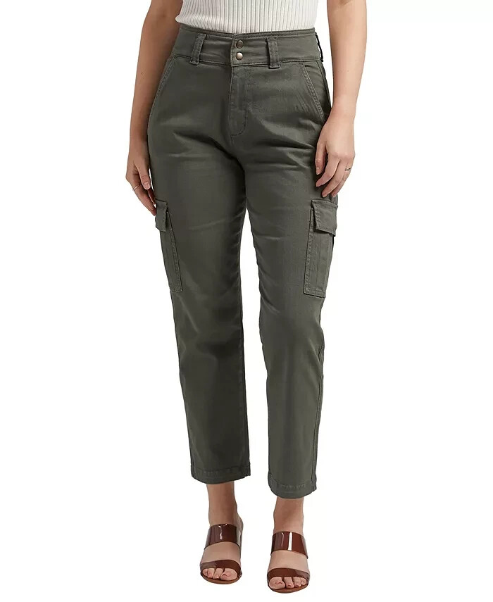 JAG High Rise Stretch Slim Tapered Leg Cargo Pants Women's 12/27 Sage Button Zip