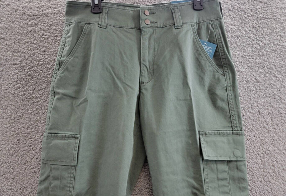 JAG High Rise Stretch Slim Tapered Leg Cargo Pants Women's 12/27 Sage Button Zip