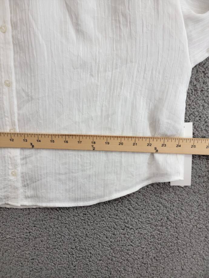 Calvin Klein Textured 3/4-Sleeve Blouse Women's XL White Button Front Closure