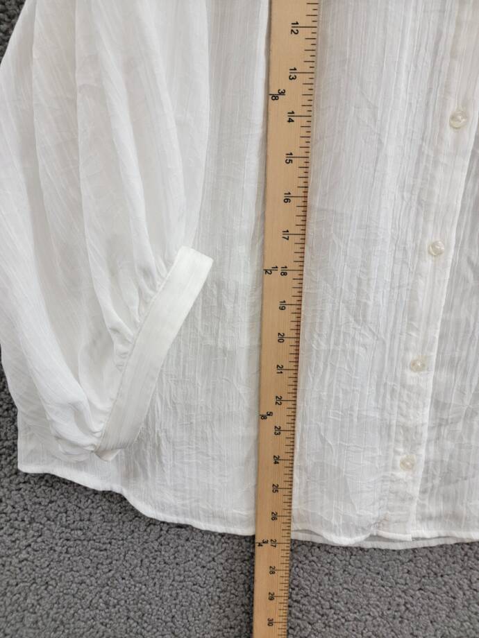 Calvin Klein Textured 3/4-Sleeve Blouse Women's XL White Button Front Closure