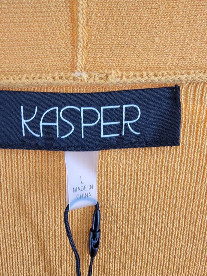 Kasper Open-Front Long-Sleeve Sweater Women's Large Gold Signature Solid