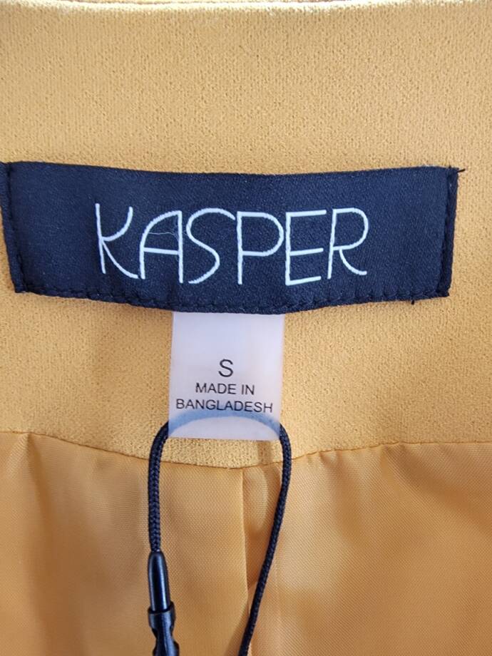 Kasper Collarless Open-Front Long-Sleeve Jacket Women's S Golden Signature Solid