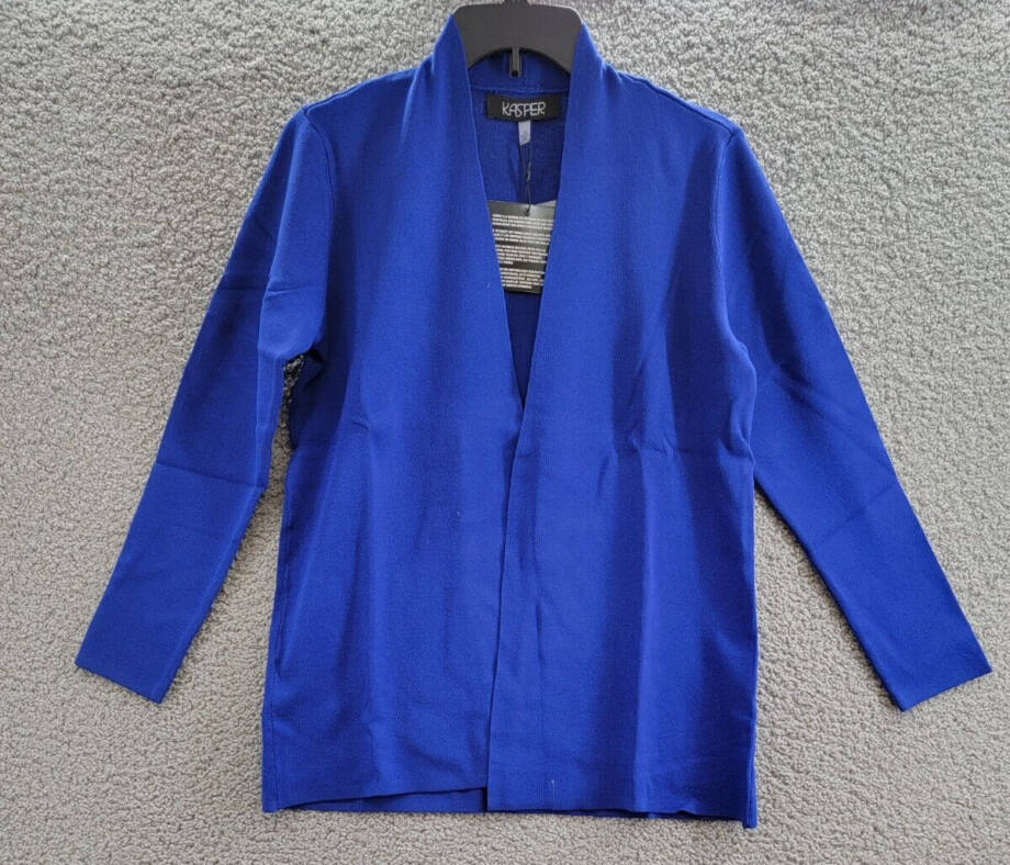 Kasper Open-Front Long-Sleeve Sweater Women's XS Royal Signature Solid