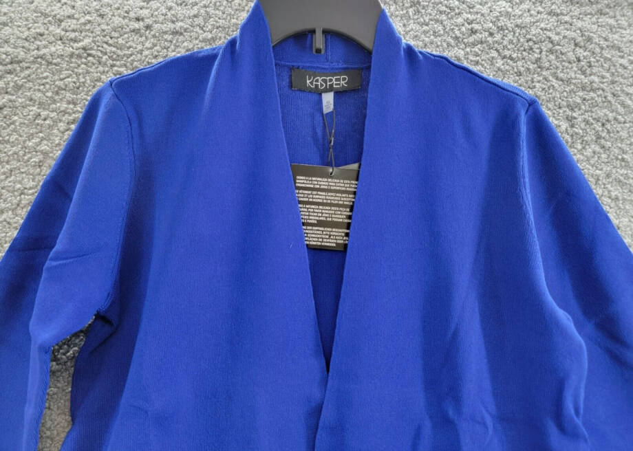 Kasper Open-Front Long-Sleeve Sweater Women's XS Royal Signature Solid