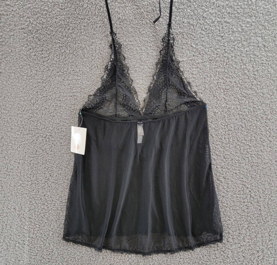 iCollection Sylvie Lace Halter Chemise Lingerie Set Women's XL Black - 2 Piece