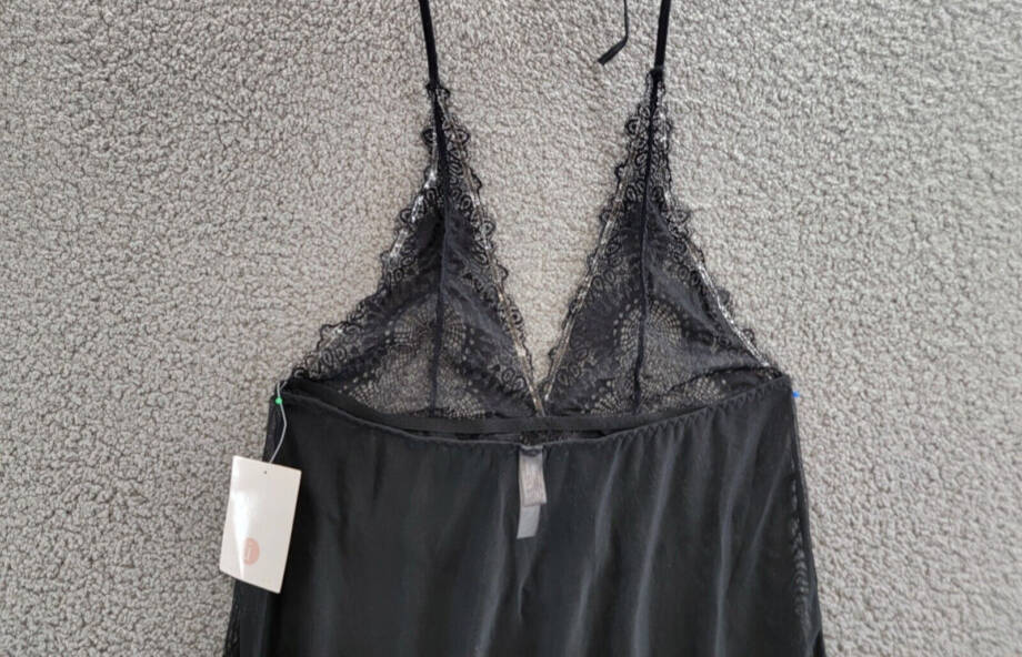 iCollection Sylvie Lace Halter Chemise Lingerie Set Women's XL Black - 2 Piece