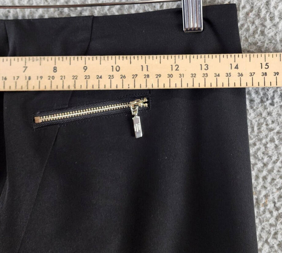Tommy Hilfiger Faux Zipped Pocket Pencil Skirt Women's 2 Black Solid Zip Closure