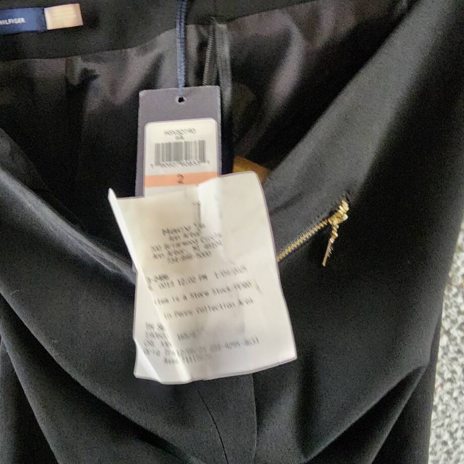 Tommy Hilfiger Faux Zipped Pocket Pencil Skirt Women's 2 Black Solid Zip Closure