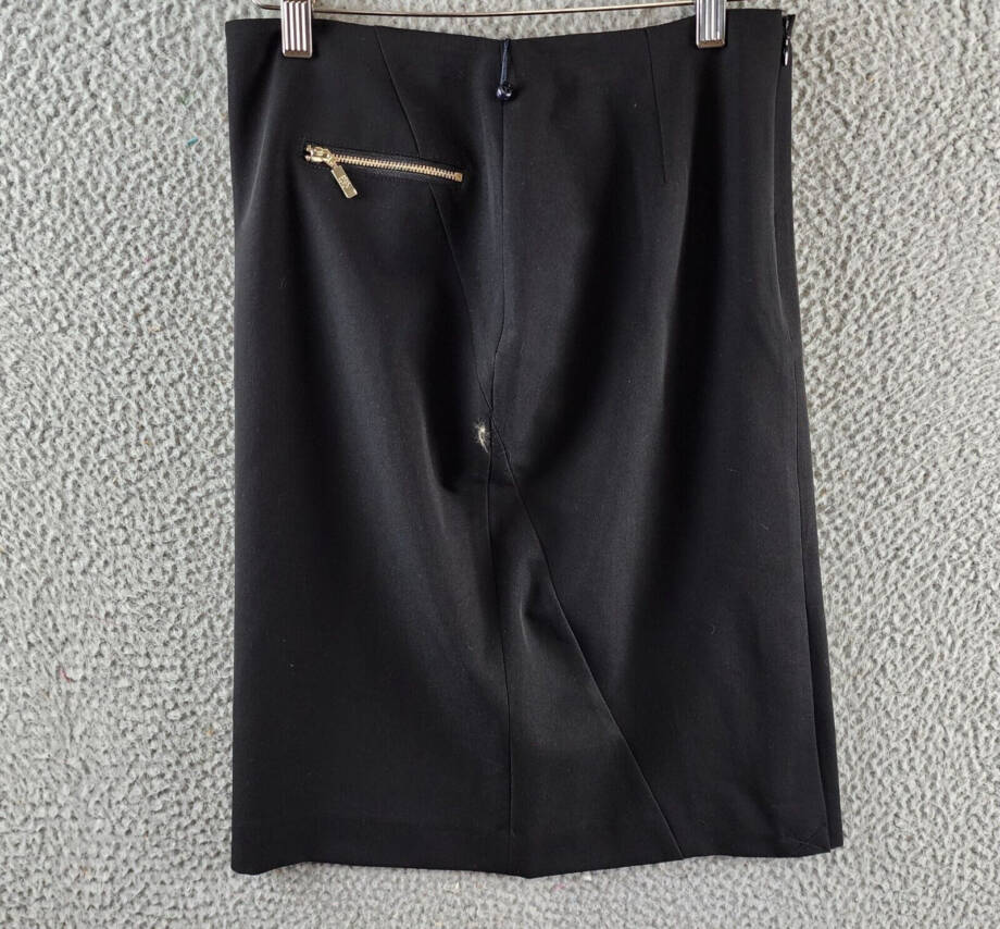 Tommy Hilfiger Faux Zipped Pocket Pencil Skirt Women's 2 Black Solid Zip Closure
