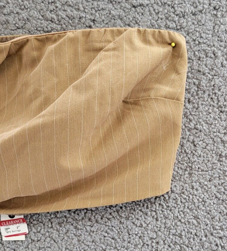 AQUA Pleated Cropped Strapless Top Women's Large Camel Pinstripe Side Zip