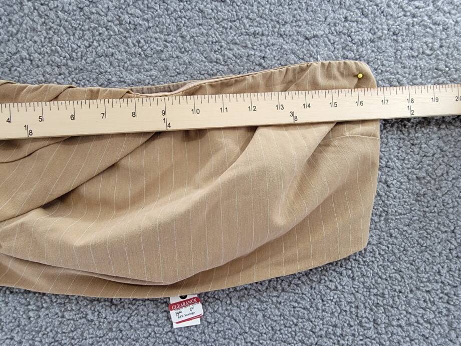 AQUA Pleated Cropped Strapless Top Women's Large Camel Pinstripe Side Zip