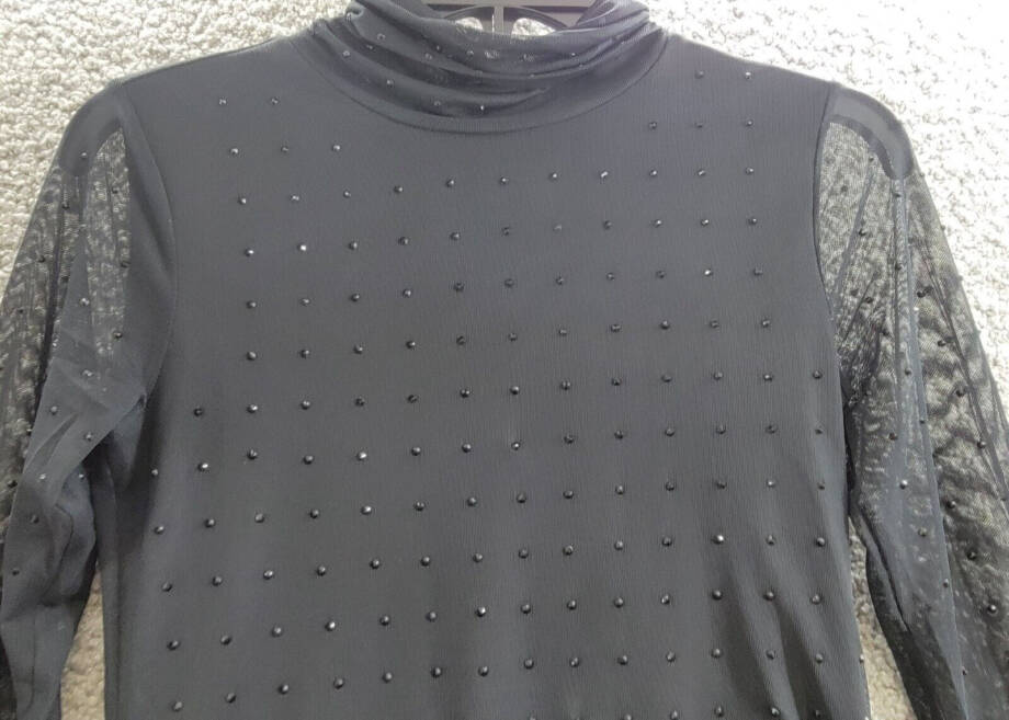 Sanctuary Highlight Of The Night Turtleneck Top Womens XXS Black Embellished L/S