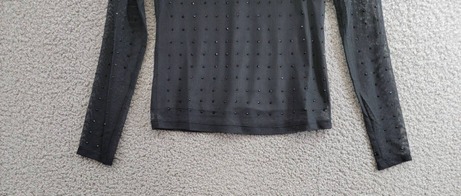 Sanctuary Highlight Of The Night Turtleneck Top Womens XXS Black Embellished L/S