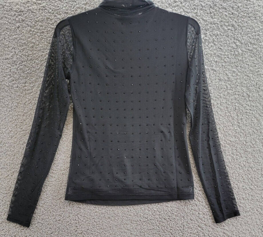 Sanctuary Highlight Of The Night Turtleneck Top Womens XXS Black Embellished L/S