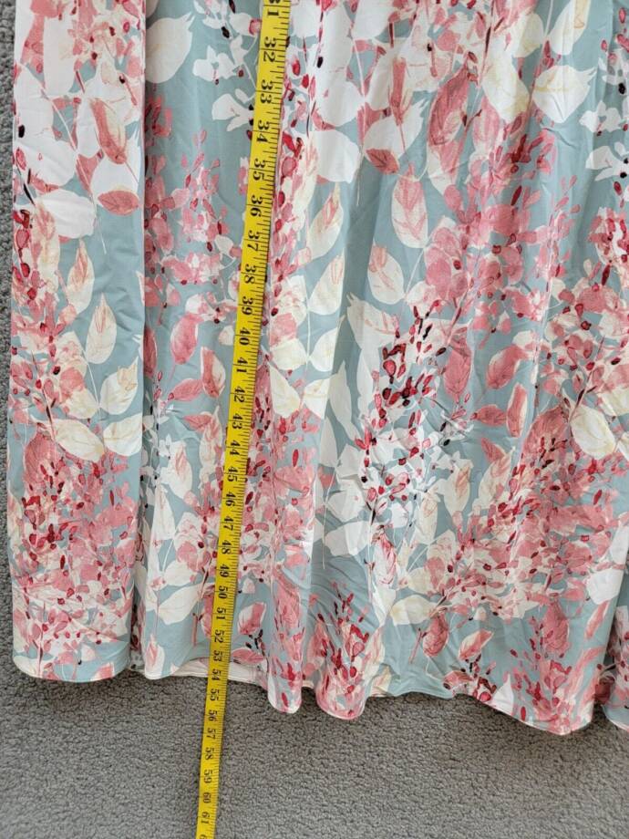 Adrianna Papell Plus Surplice Midi Dress Women's 22W Aqua Multi Back Zip Closure