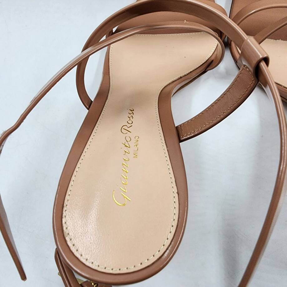 Gianvito Rossi Lindsay High Heel Sandals Womens 37/7US Brown Ankle Strap Closure