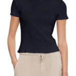 Velvet By Graham & Spencer Ribbed Crewneck Pullover Top Women's M Crater Blue +