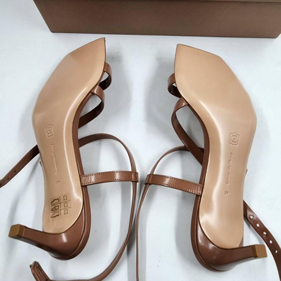 Gianvito Rossi Lindsay High Heel Sandals Womens 37/7US Brown Ankle Strap Closure