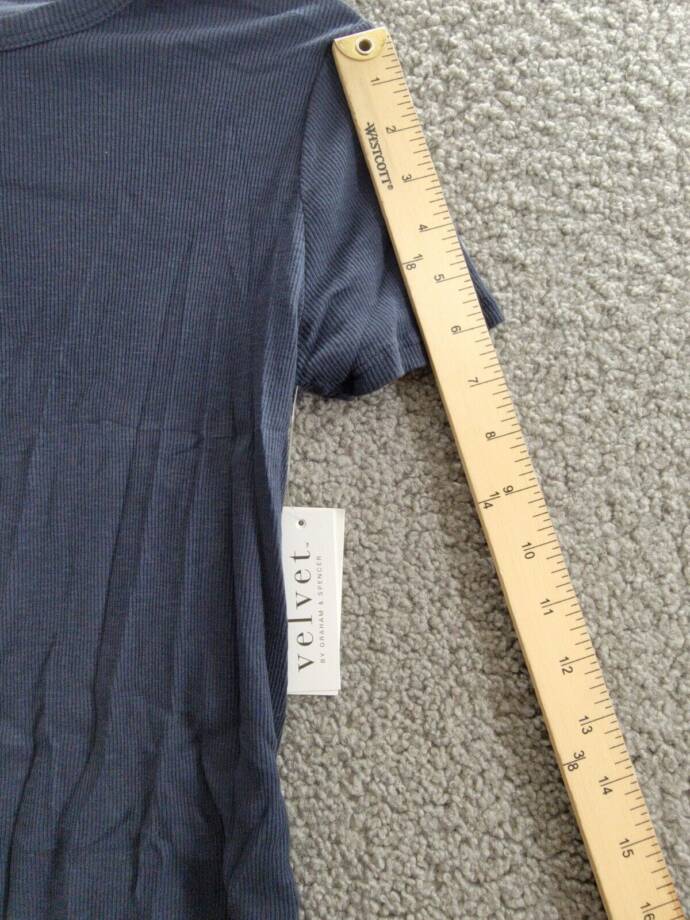 Velvet By Graham & Spencer Ribbed Crewneck Pullover Top Women's M Crater Blue +