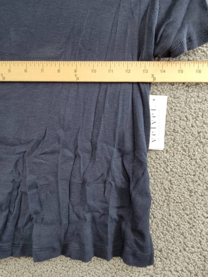 Velvet By Graham & Spencer Ribbed Crewneck Pullover Top Women's M Crater Blue +