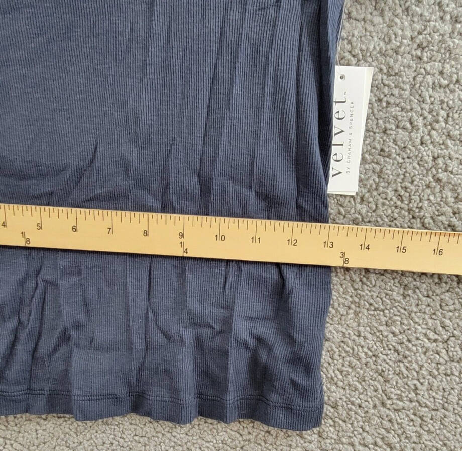 Velvet By Graham & Spencer Ribbed Crewneck Pullover Top Women's M Crater Blue +