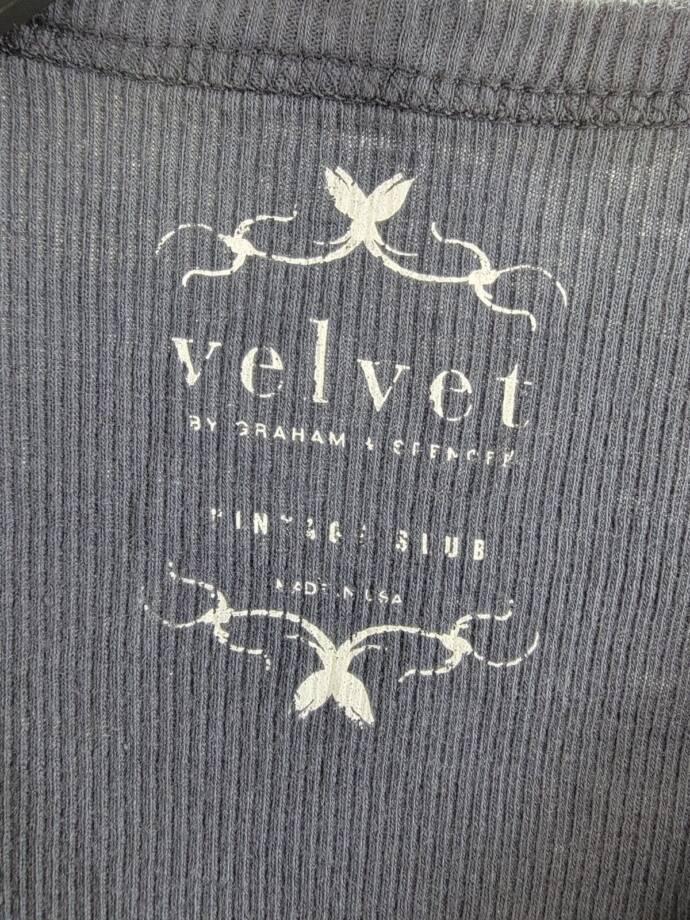 Velvet By Graham & Spencer Ribbed Crewneck Pullover Top Women's M Crater Blue +